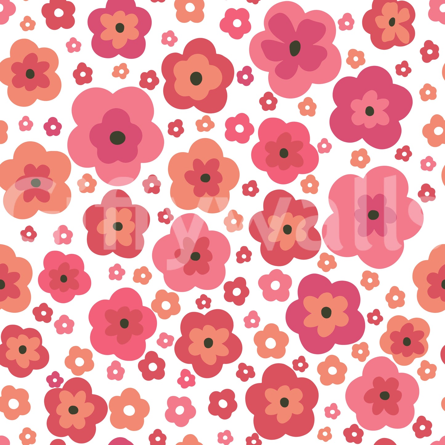 Happy Retro Blooms Wallpaper