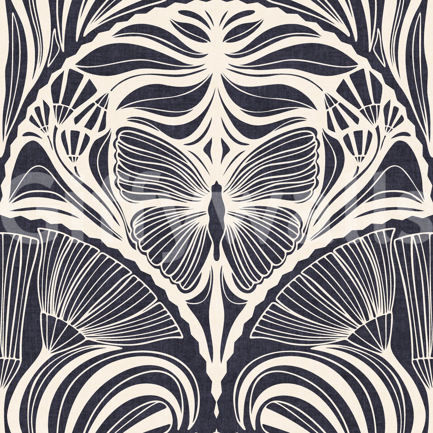 Dark vintage wallpaper with elegant fan detailing