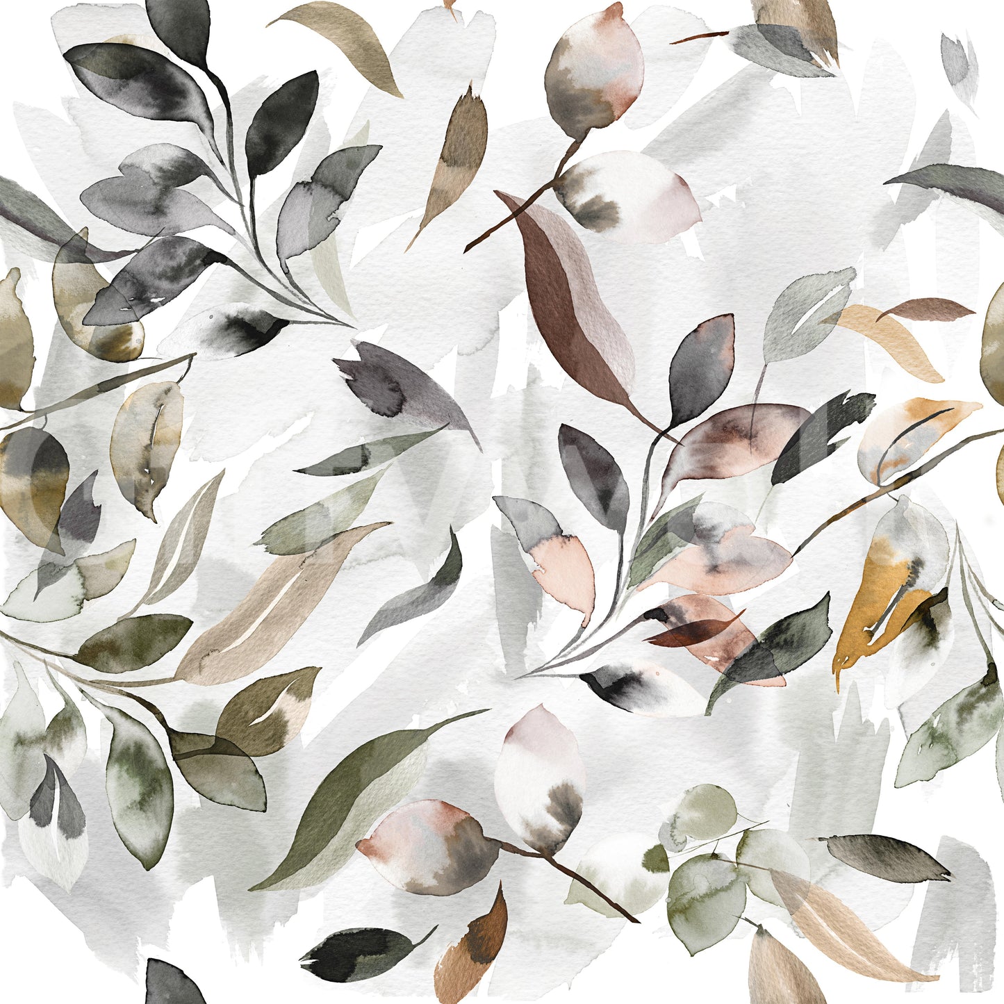 Botanical Leaf Watercolor Wallpaper