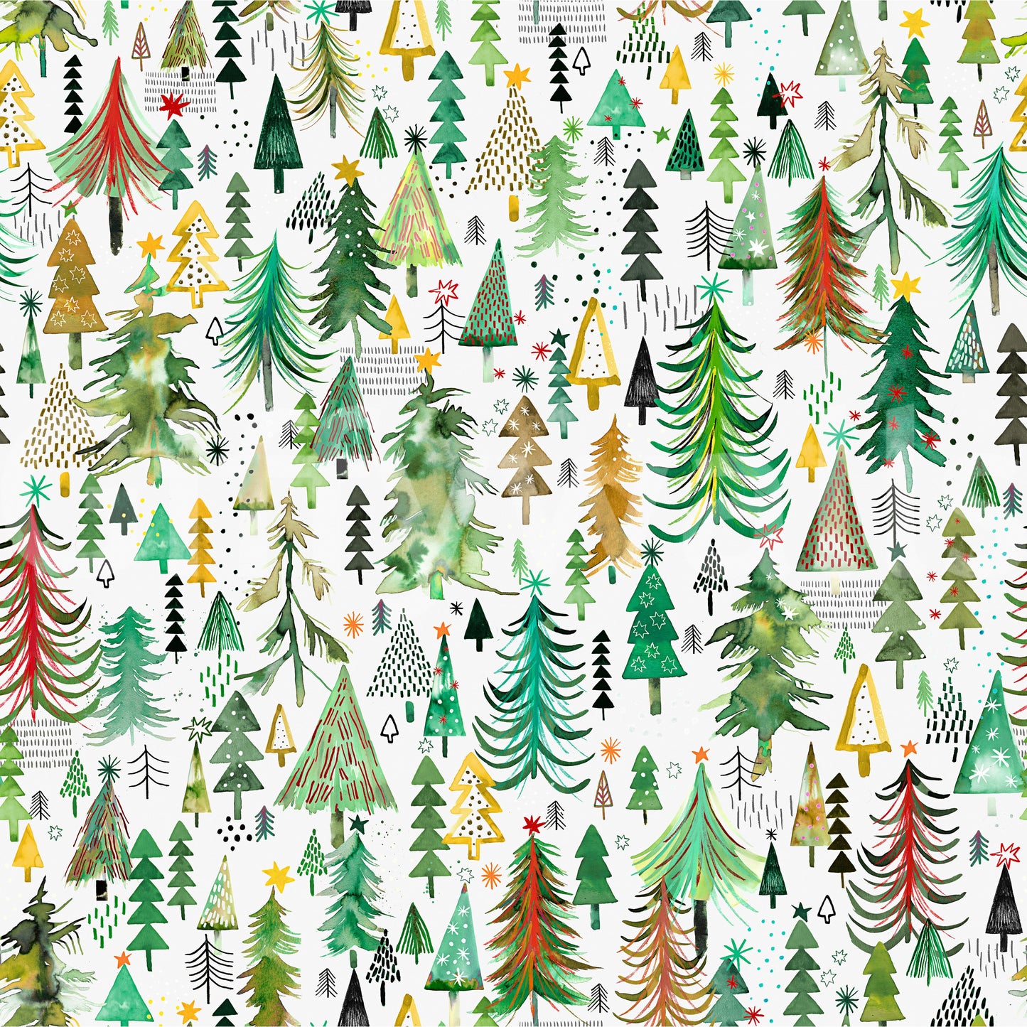 Colorful Christmas Trees Green Wallpaper