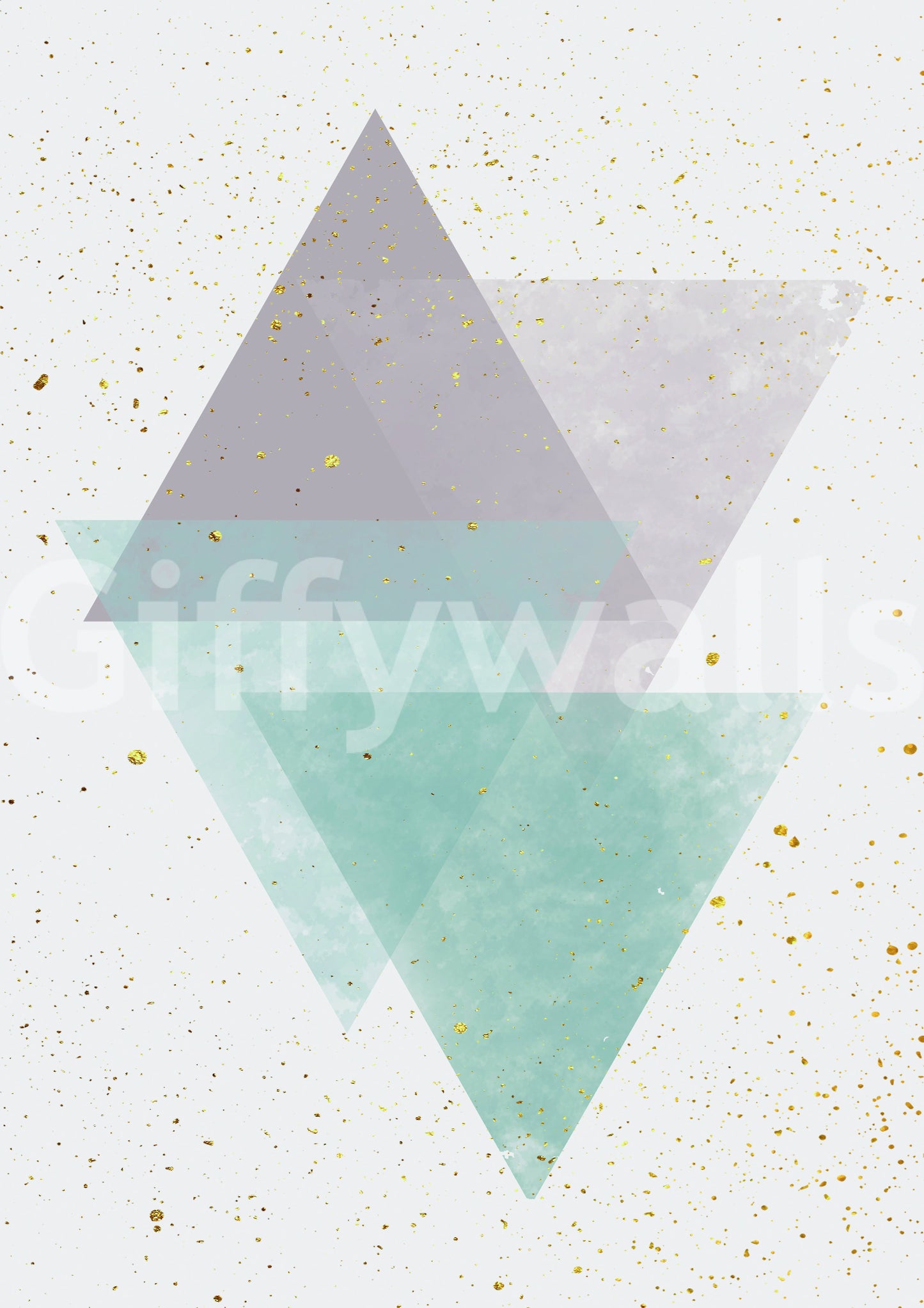 Geometric mural design in soft, muted color palette