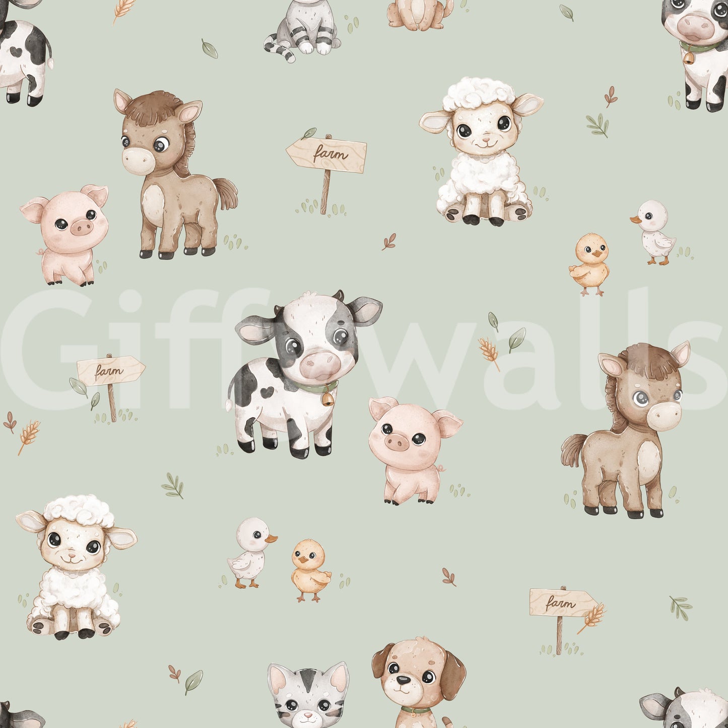 Happy Farmtime - mint Wallpaper