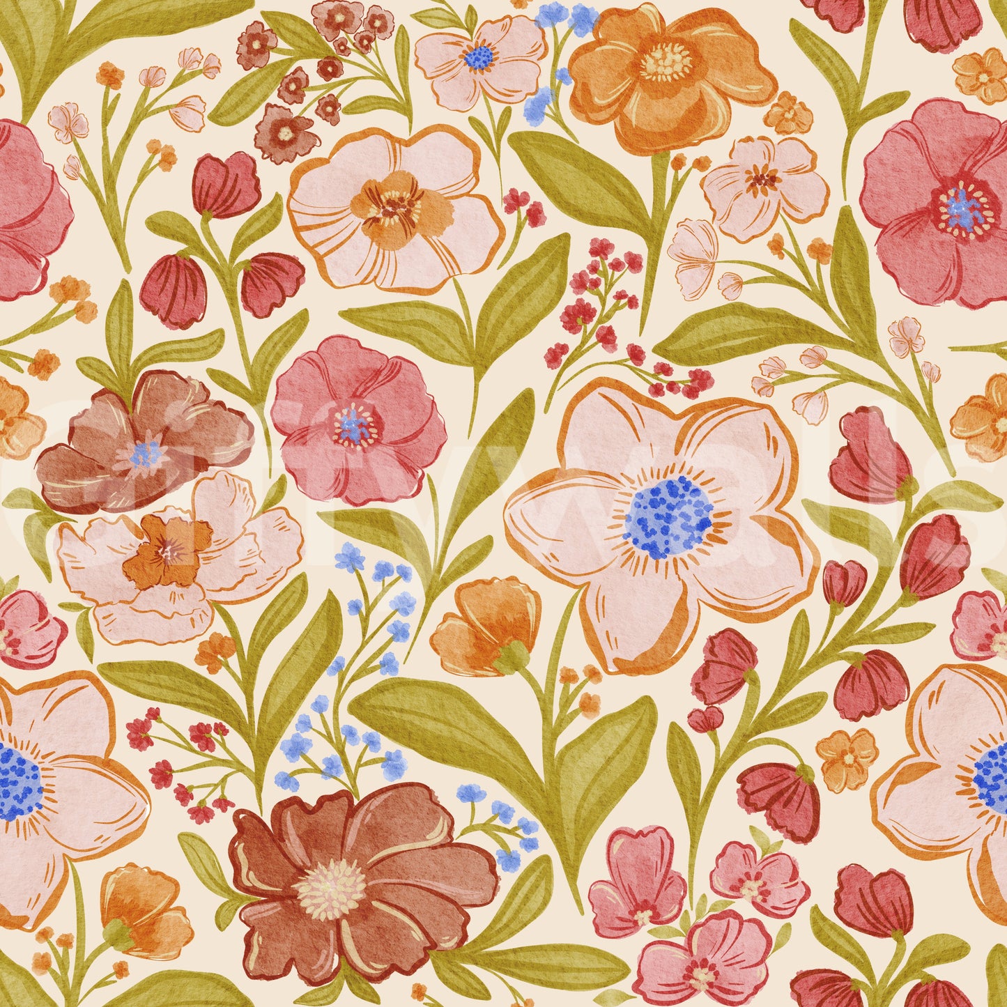 Botanical Watercolor Dreams Wallpaper