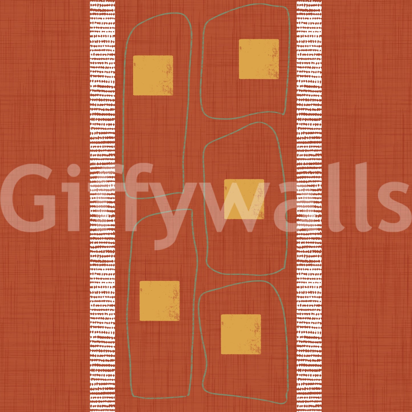Japandi Frame Lines Terracotta Wallpaper