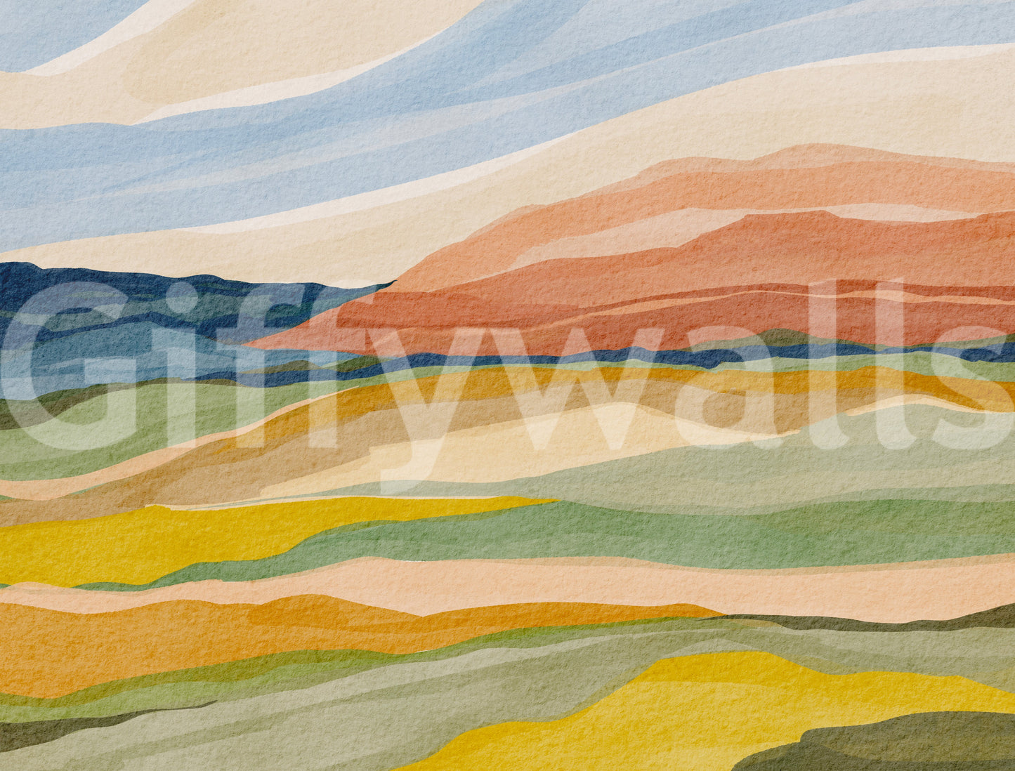 Tranquil sunset mural