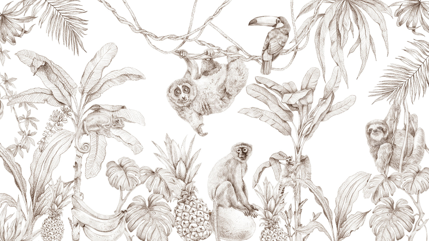 Sepia jungle wallpaper for cozy interiors