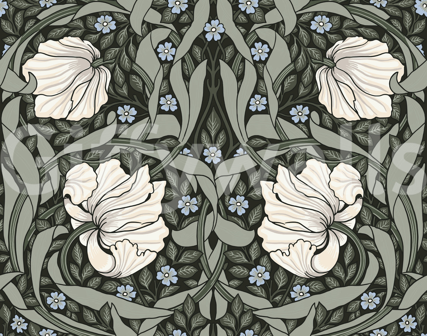 Classic floral mural by William Morris for living rooms
