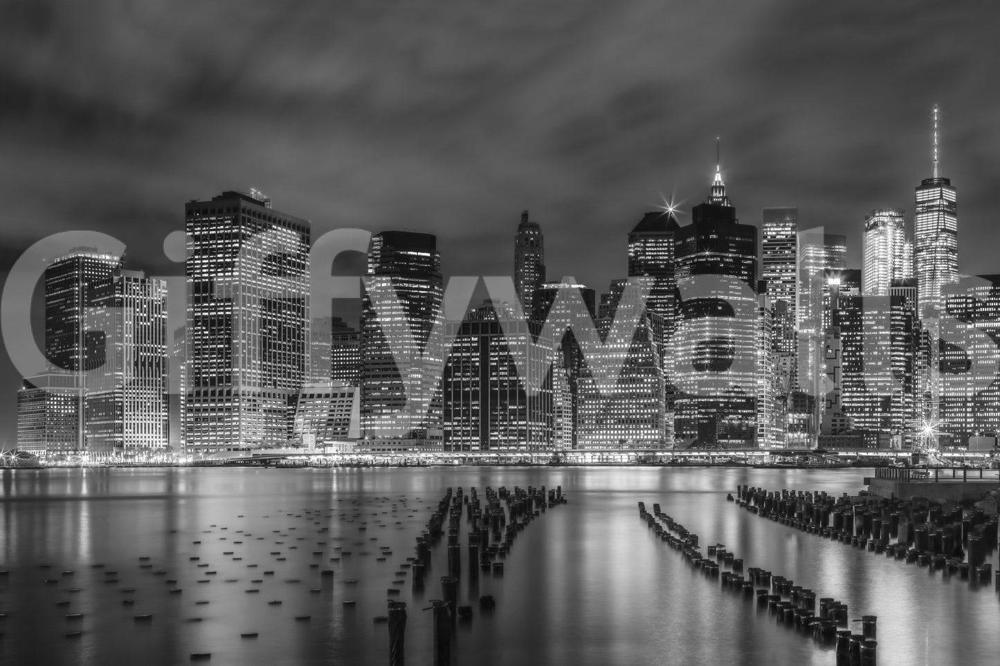 NEW YORK CITY Monochrome Night Impressions Wall Mural
