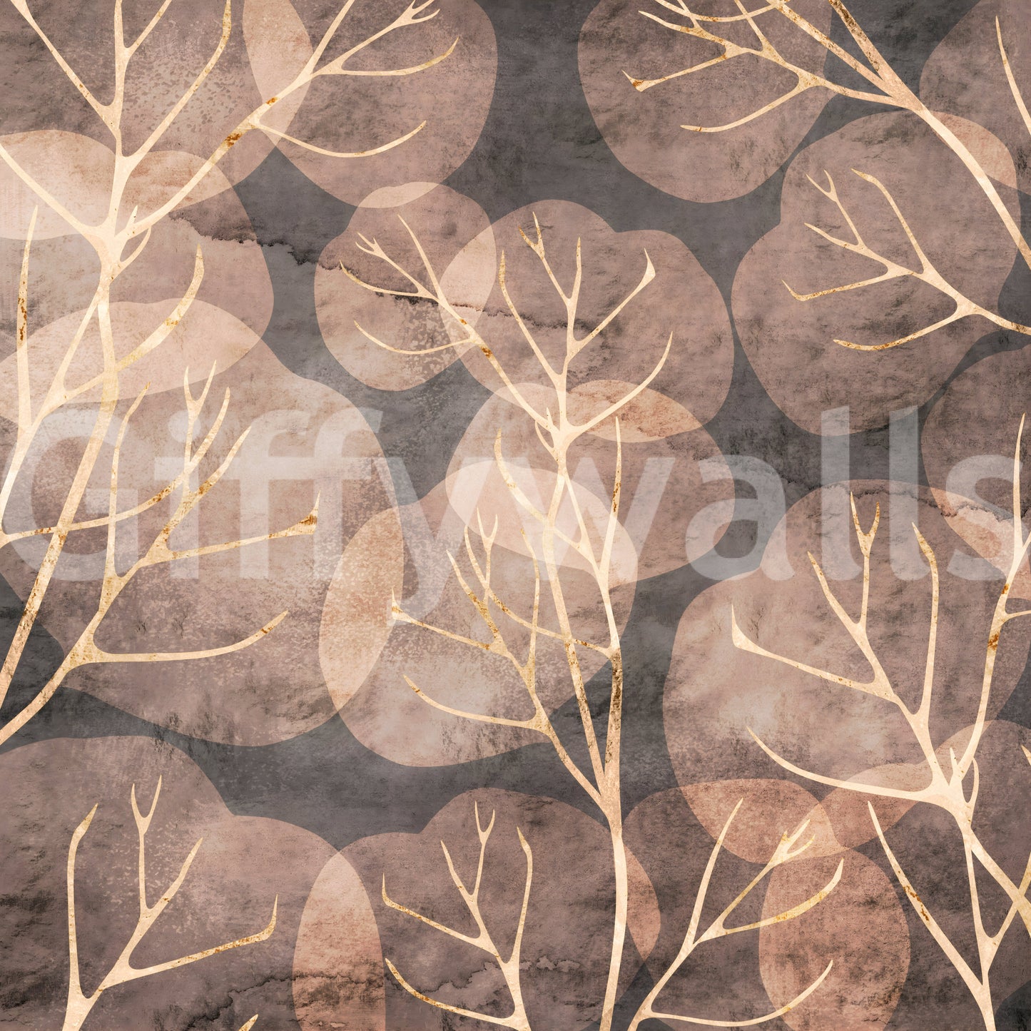 Sepia Midwinter Leaf wall mural for peaceful winter-inspired rooms.