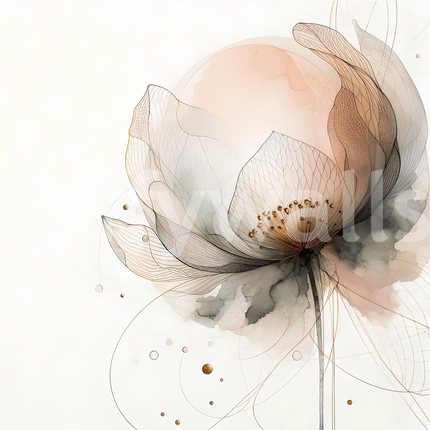 Ink Wash Lotus Dream Wall Mural