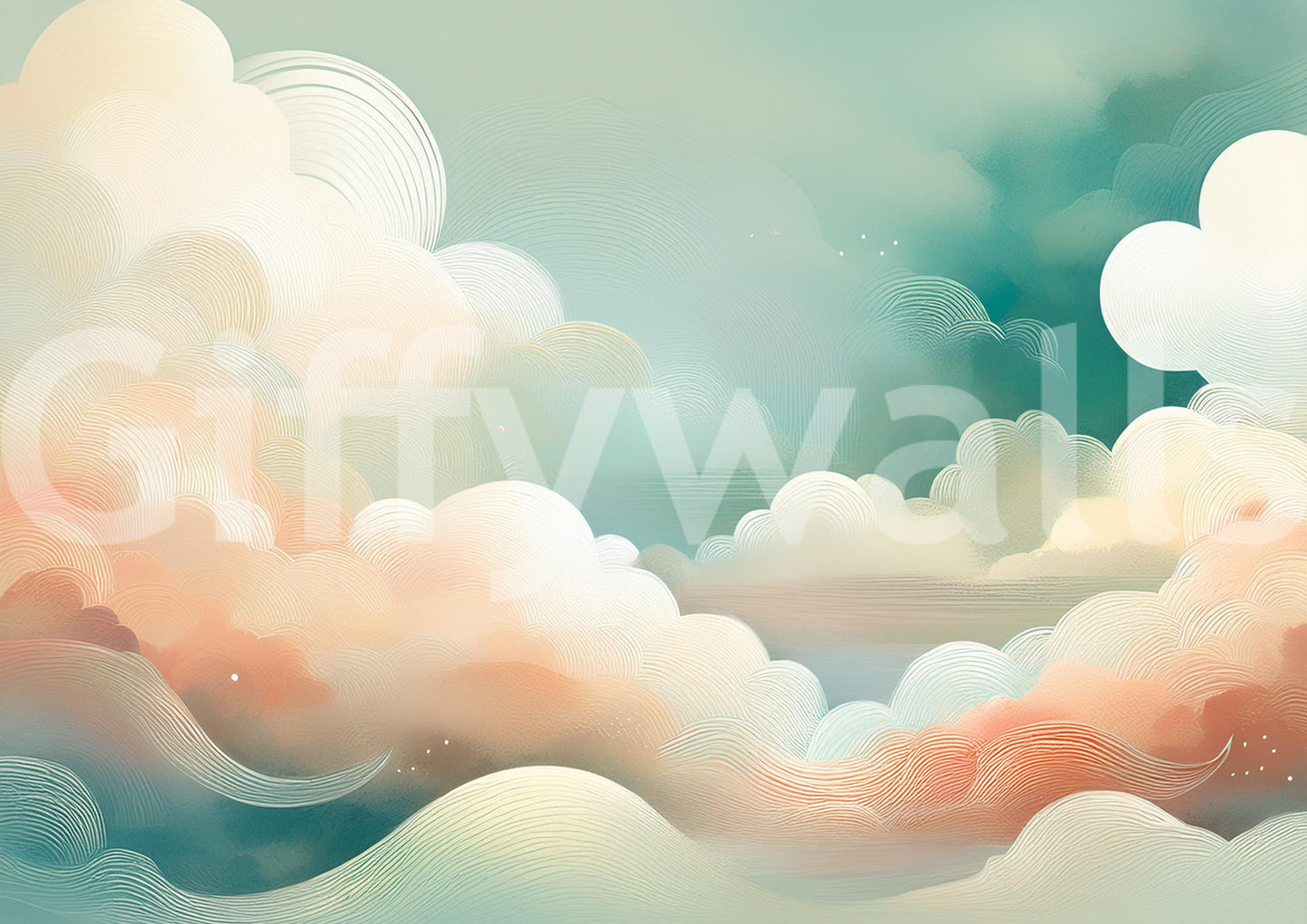 Whimsical Cloud Vista Wall Mural