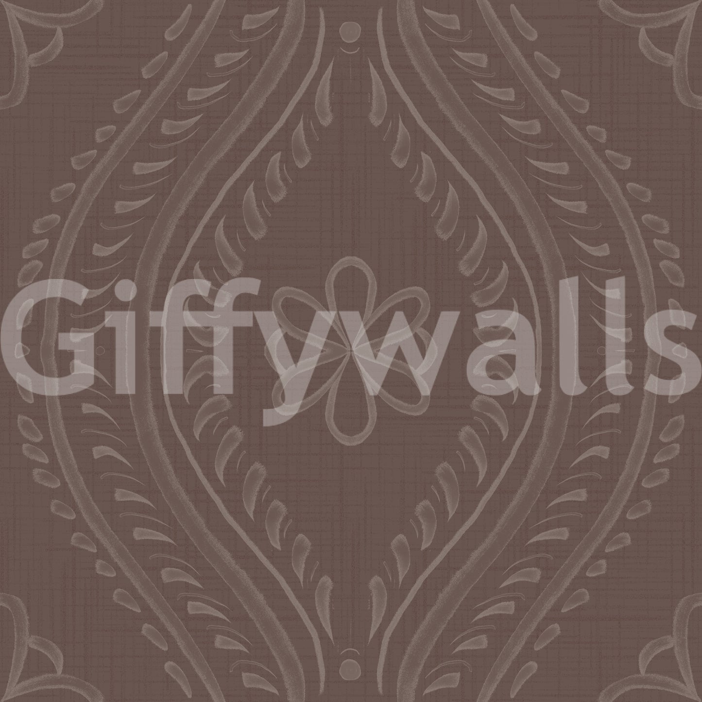 Damask wallpaper in soft mocha-brown hue