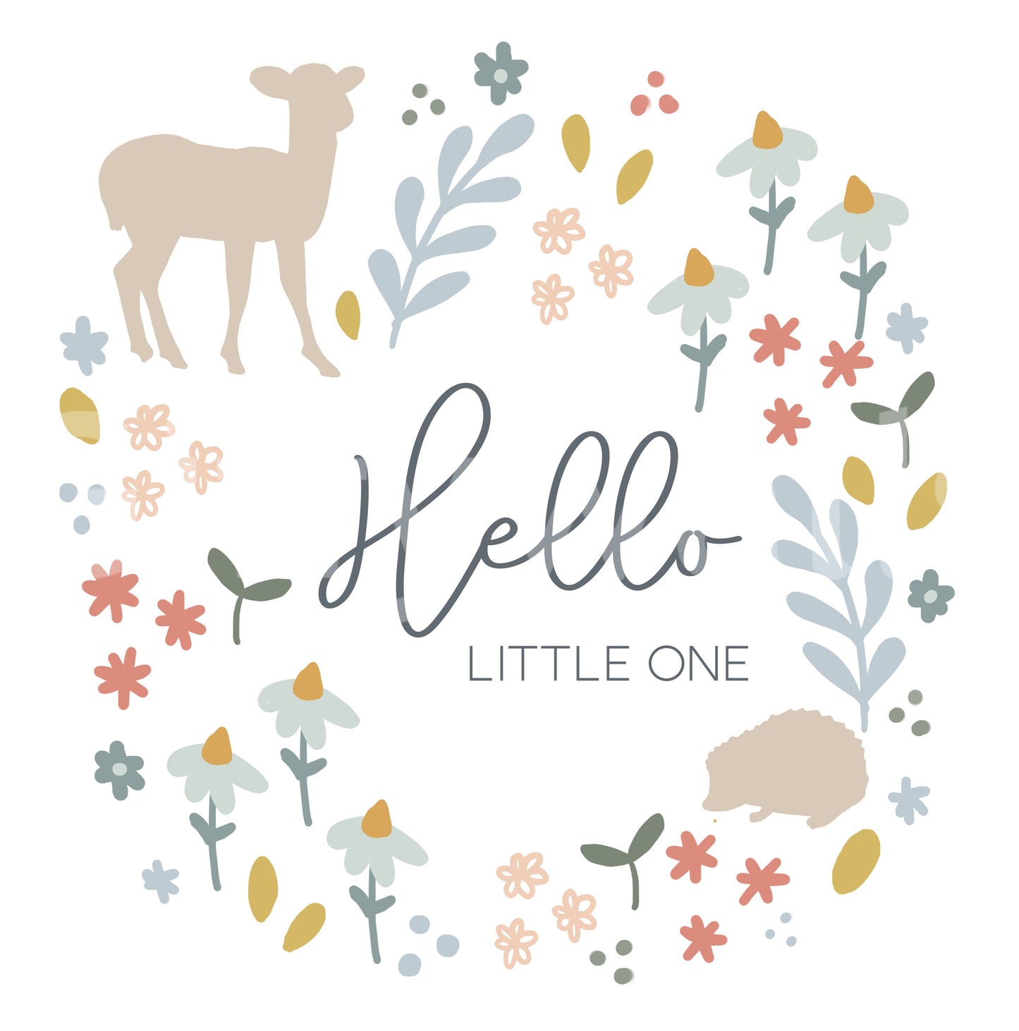 Gentle, nature-inspired mural with woodland creatures for children.