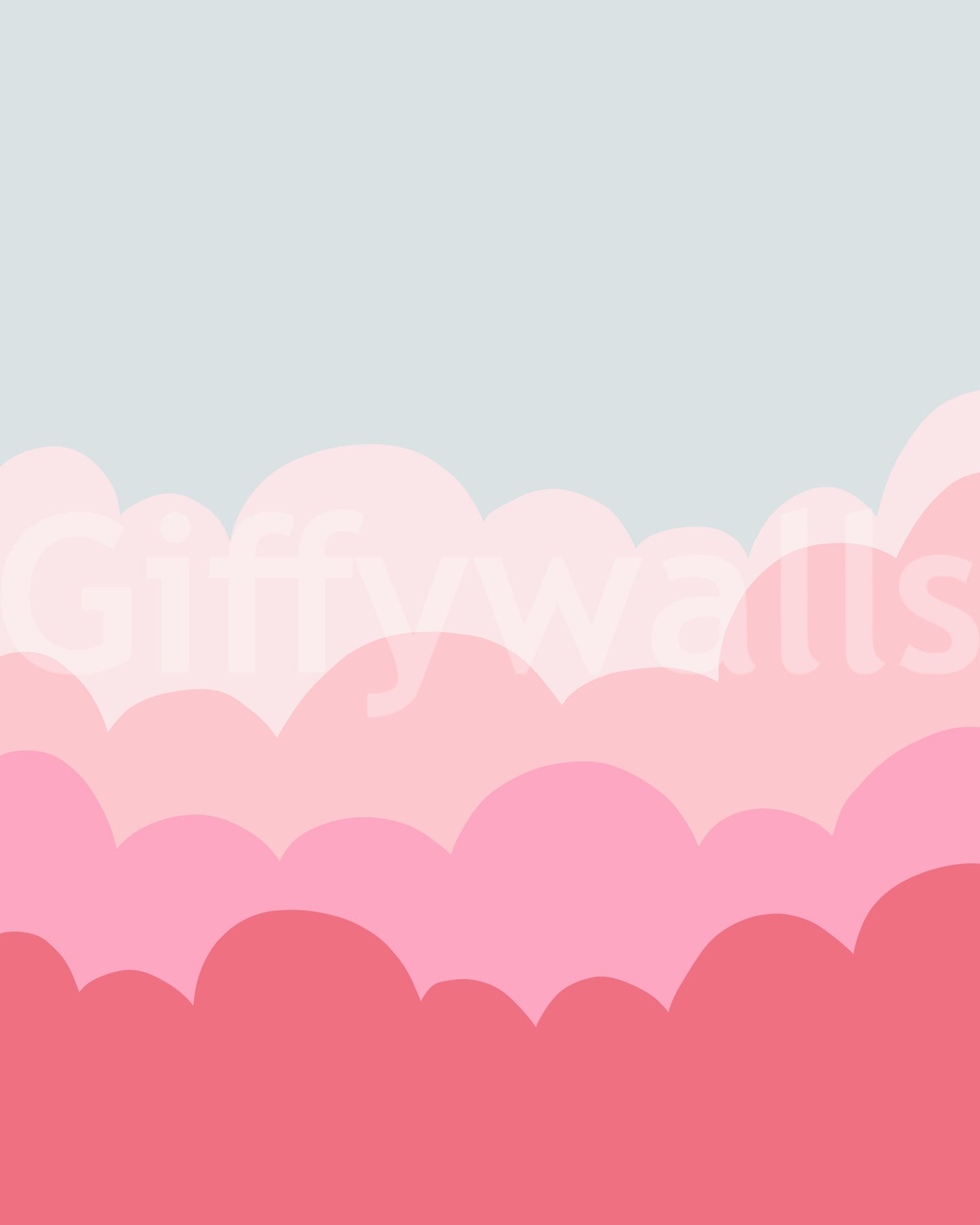 Soft, calming sunrise mural wallpaper in pastel pink shades.