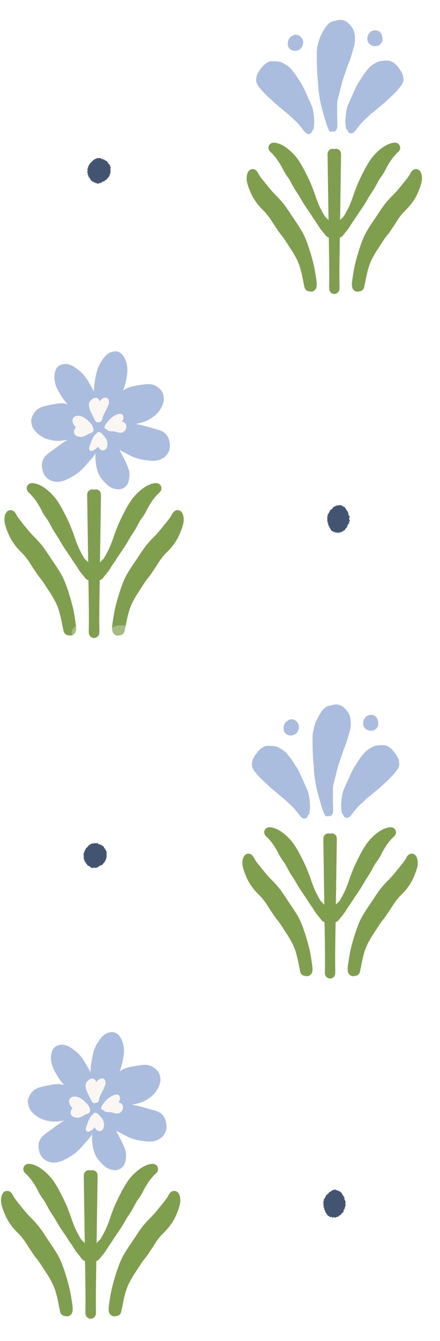 Gentle blue floral wallpaper for a peaceful country look.