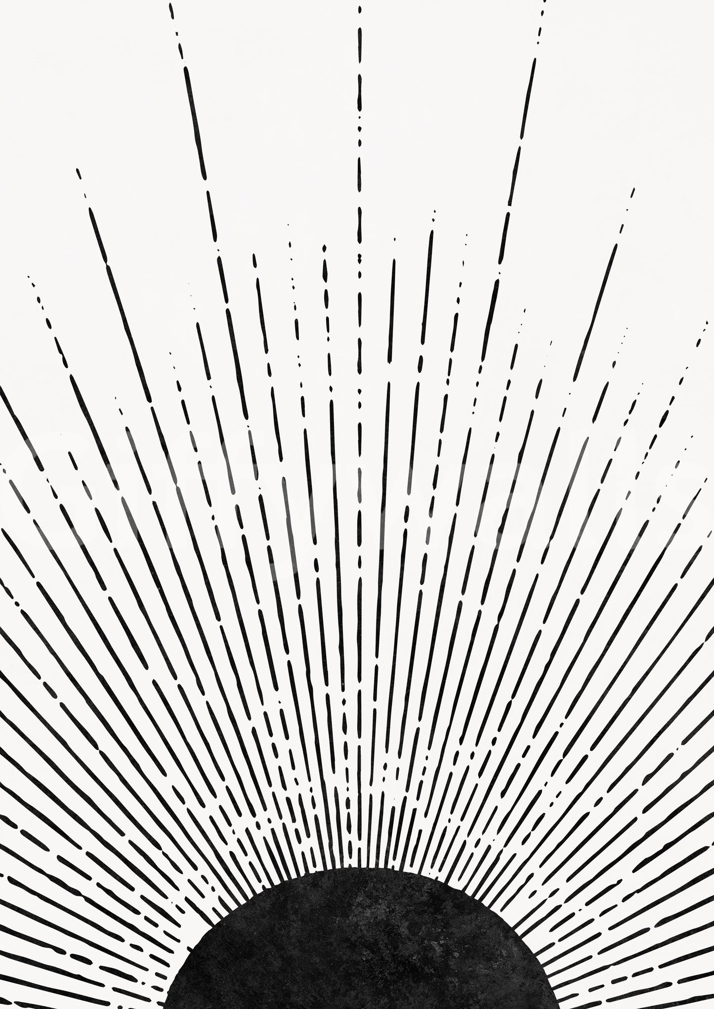 Black and white sun rays mural for a sleek, modern aesthetic.