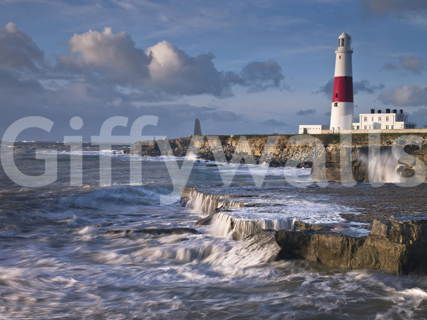 Stunning ocean and lighthouse scene mural for creating a peaceful coastal feel.