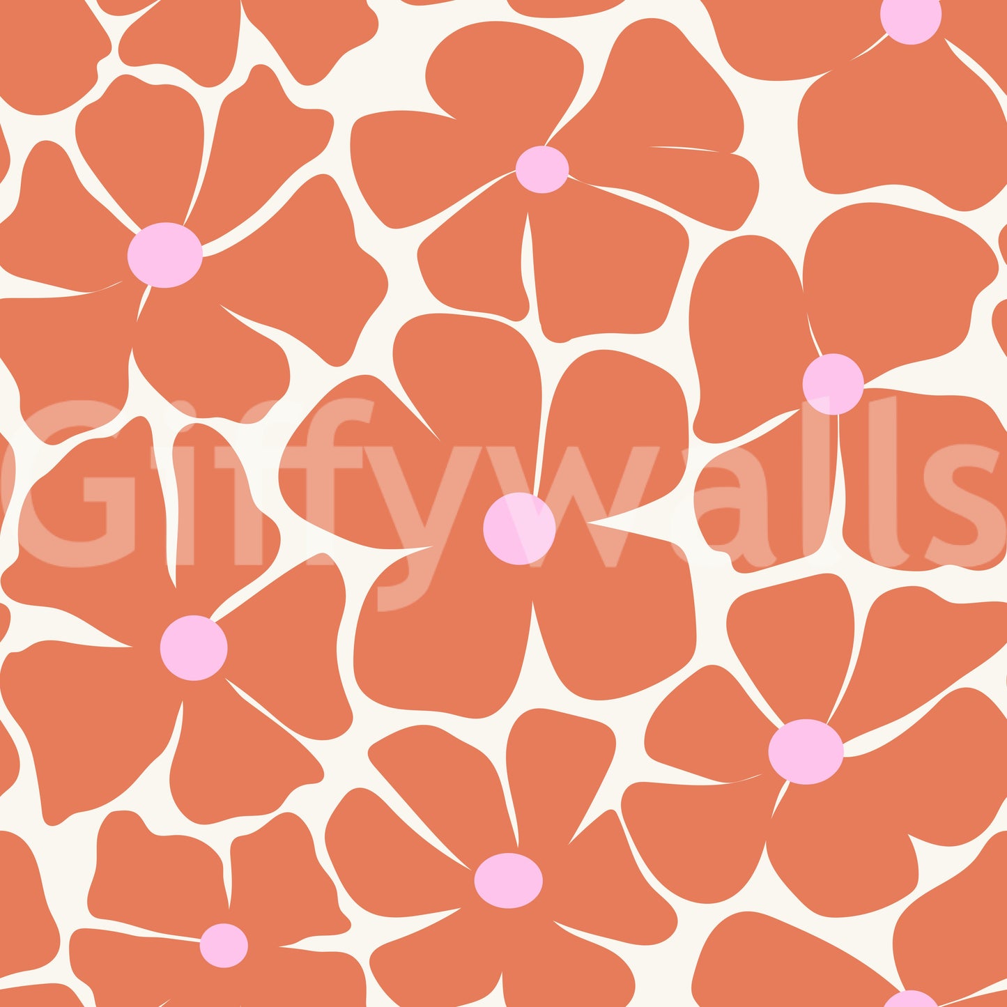 Chic coral floral wall covering for modern rooms