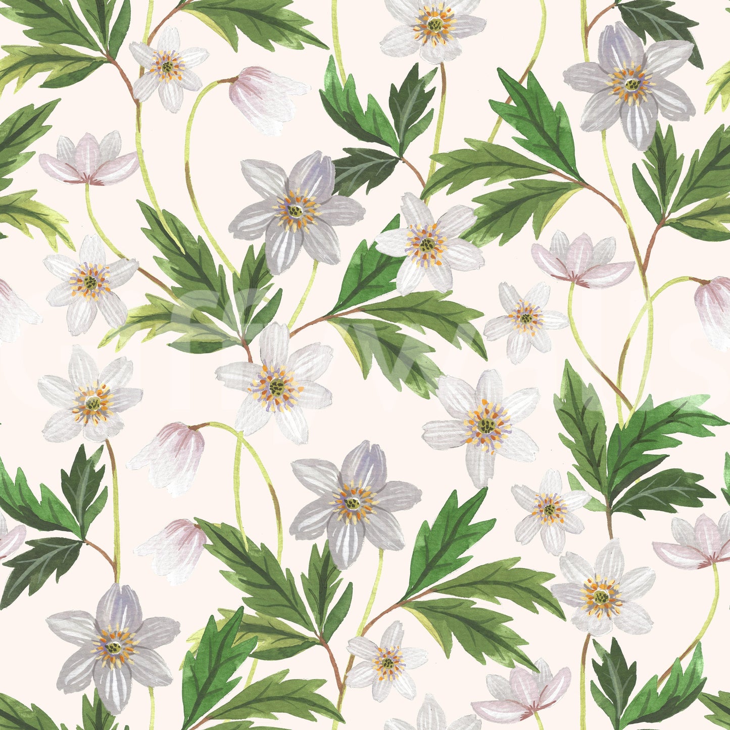 Wood Anemone flower design for light, bright spaces