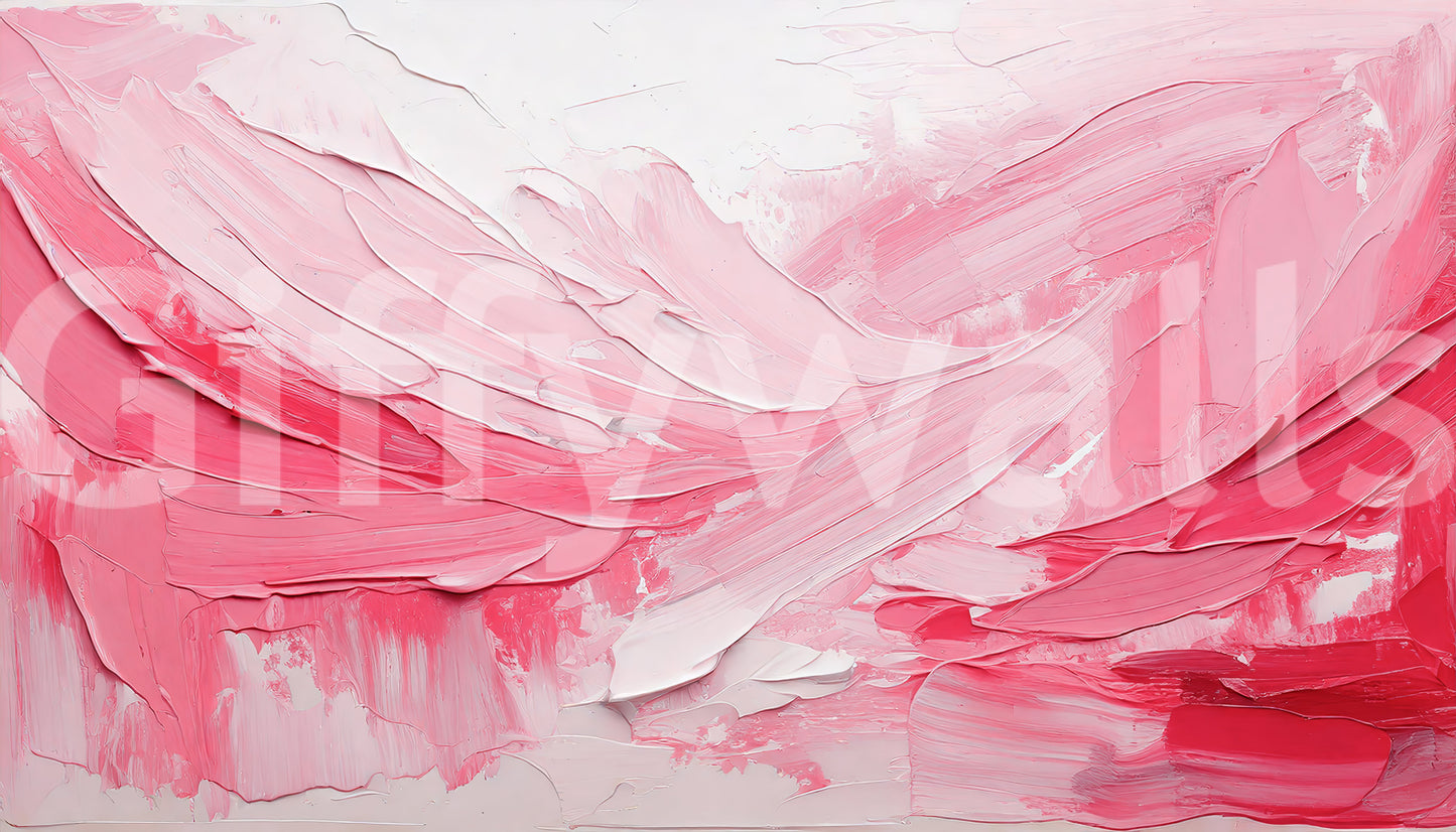 Close-up of textured pink brushwork mural