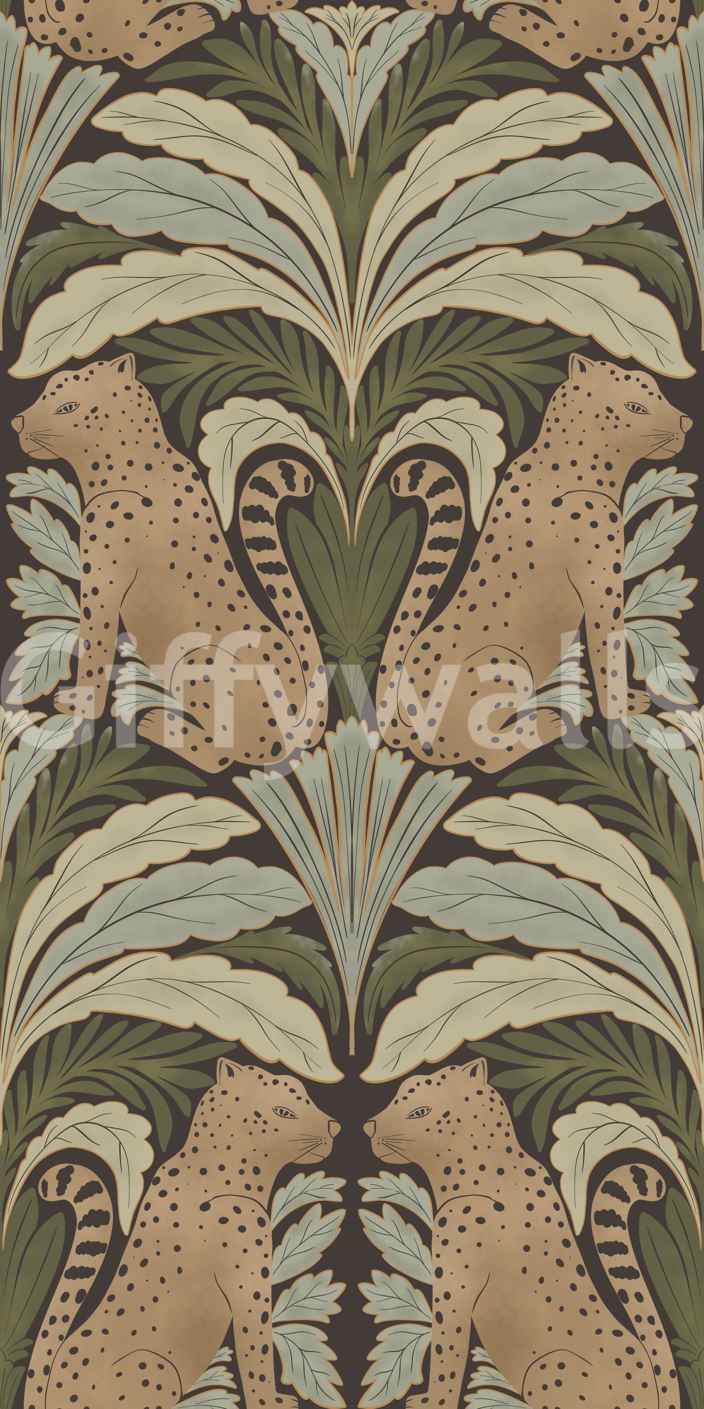 Leopard's Lair: Botanical Symmetry Wallpaper