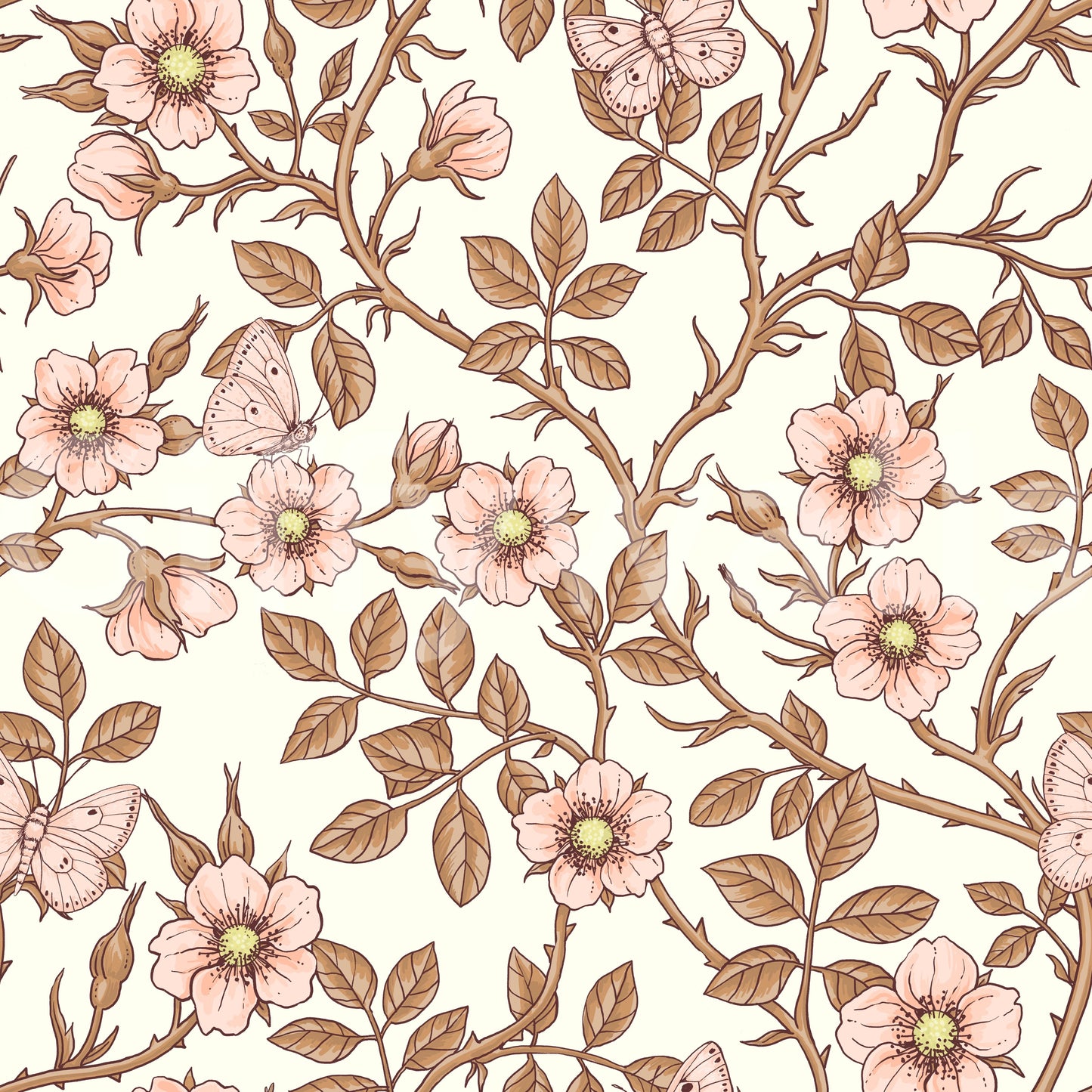 Floral wall mural with a whimsical touch