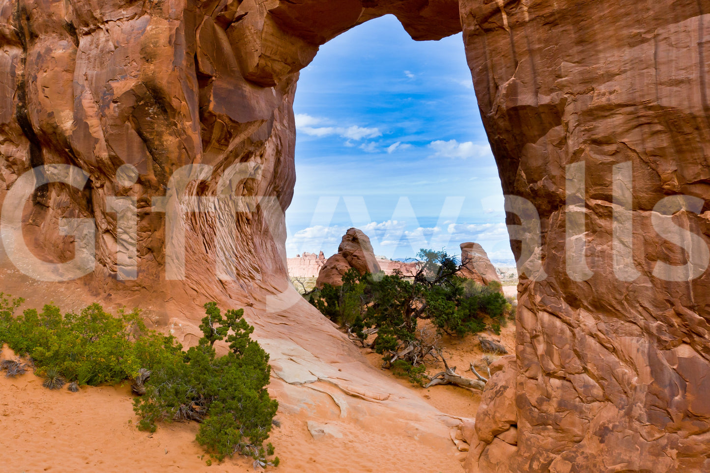 Bold rock textures in desert mural