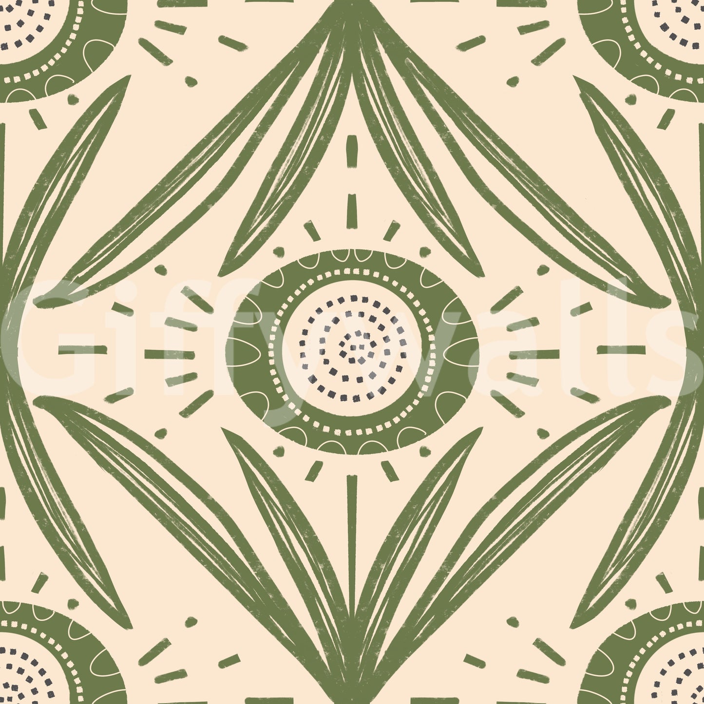 Wall mural with soft botanical theme