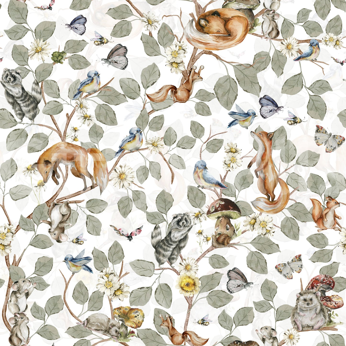 Forest Friends' Chinoiserie Foliage Wallpaper