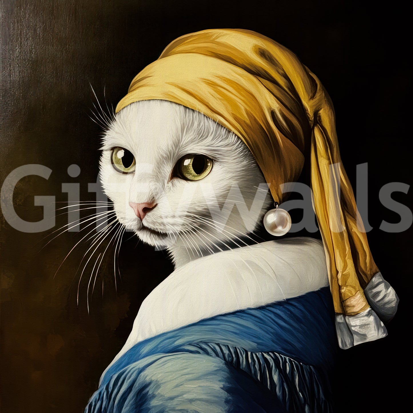 cat with a pearl earring for walls