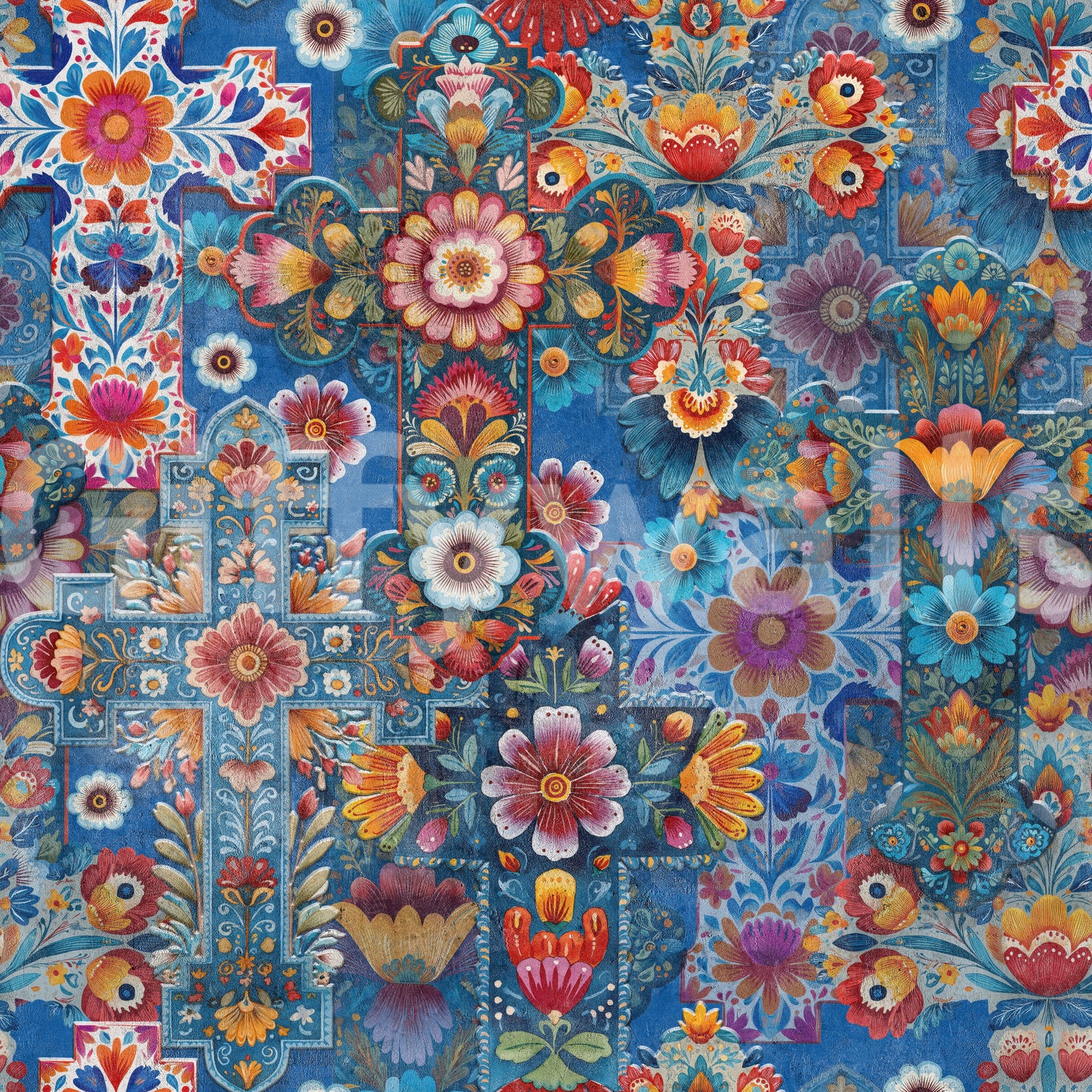 Bohemian Blooms Folk Wallpaper