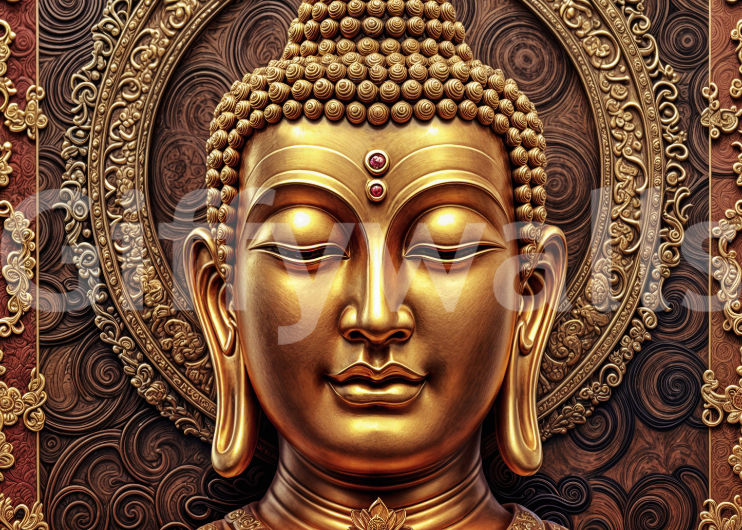 Golden Buddha's Gaze Wall Mural
