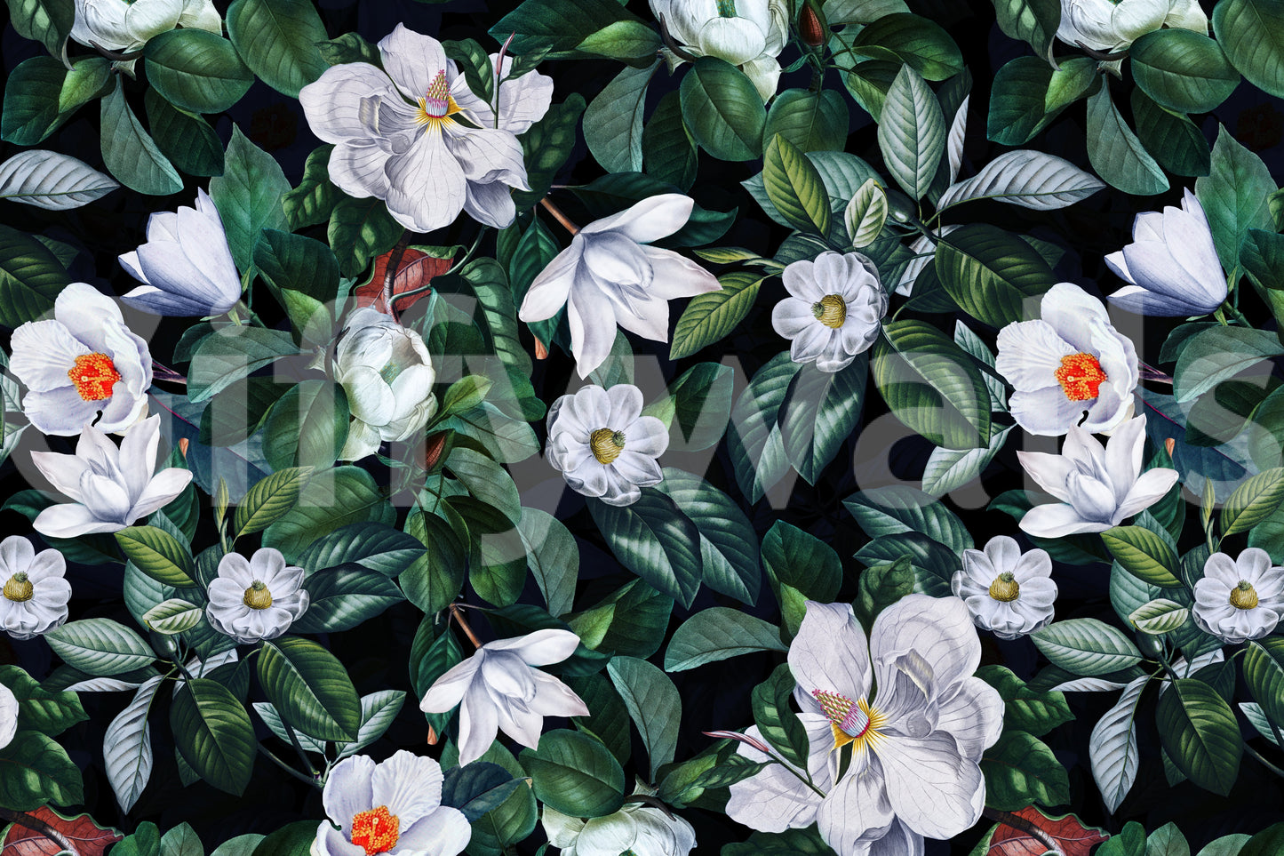 The wallpaper has a smooth, non-reflective matte finish.