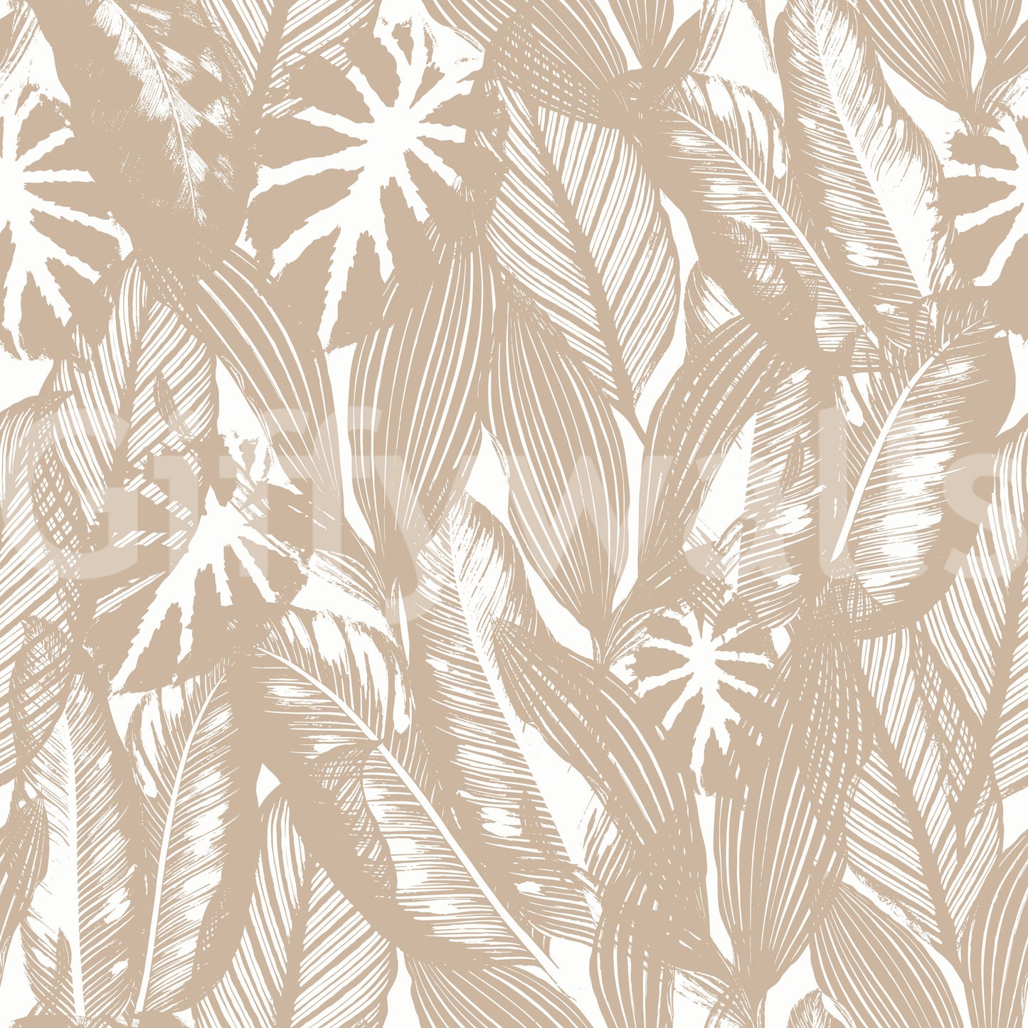 Neutral leaf pattern wallcovering