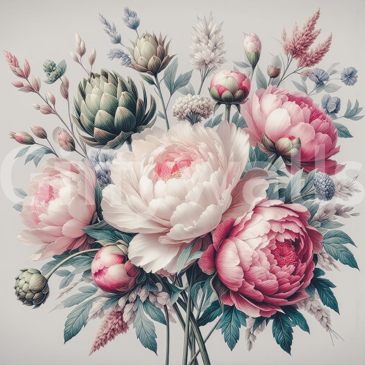 Vintage Peonies Spring Wall Mural
