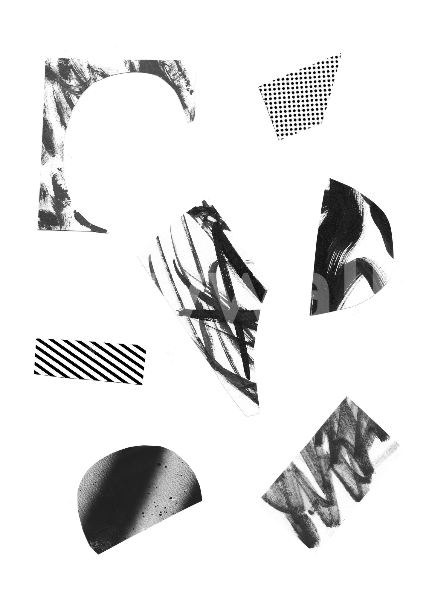 An artistic flowing shape mural for home decor.