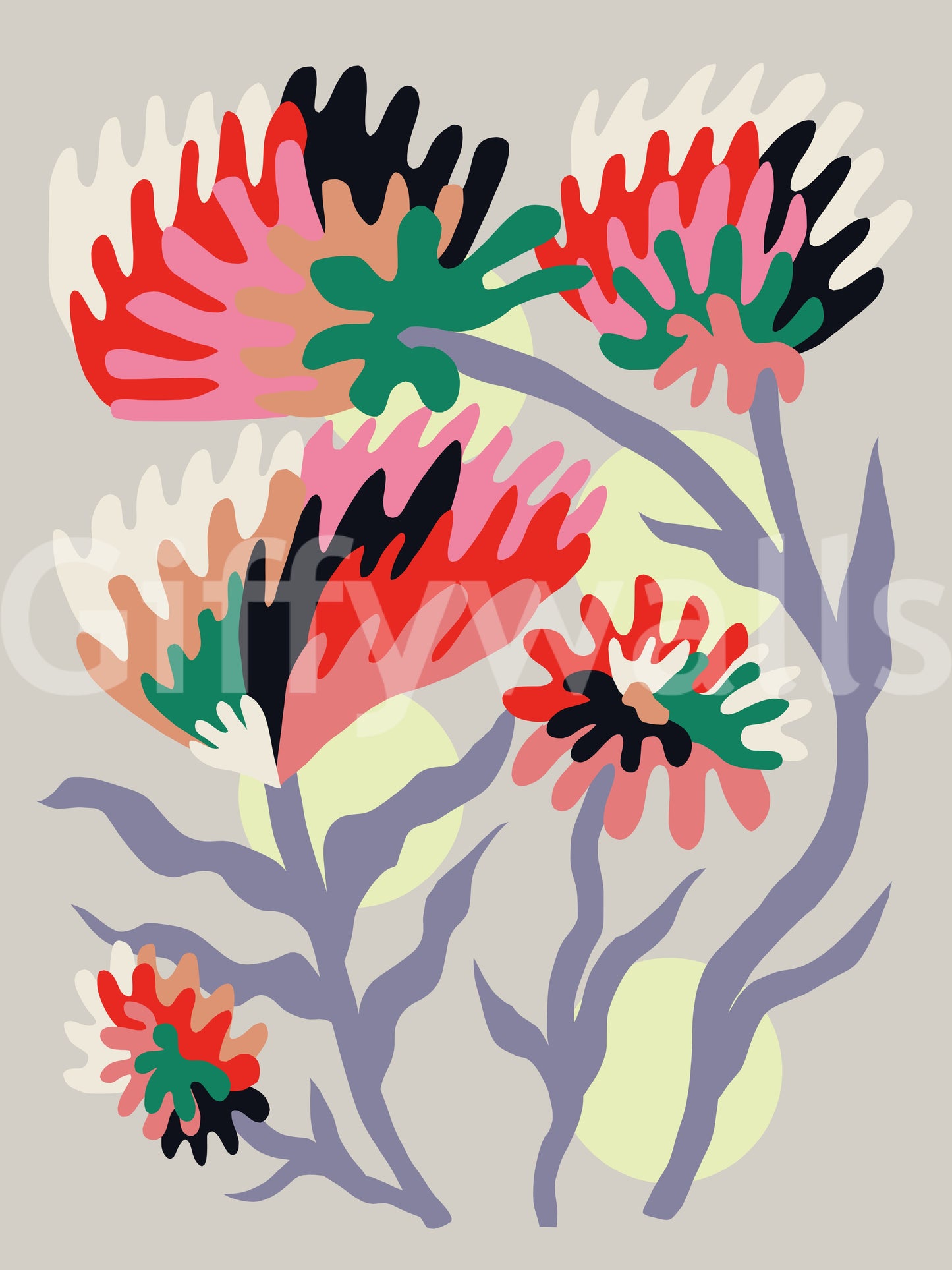 A high-quality serene flower wall mural for walls.