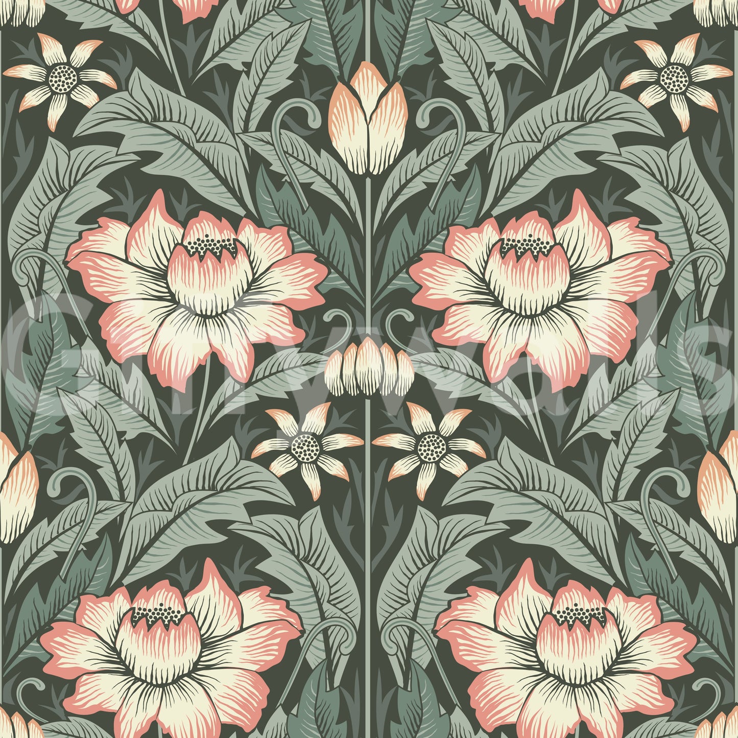 Timeless Garden – Forest Green Wallpaper