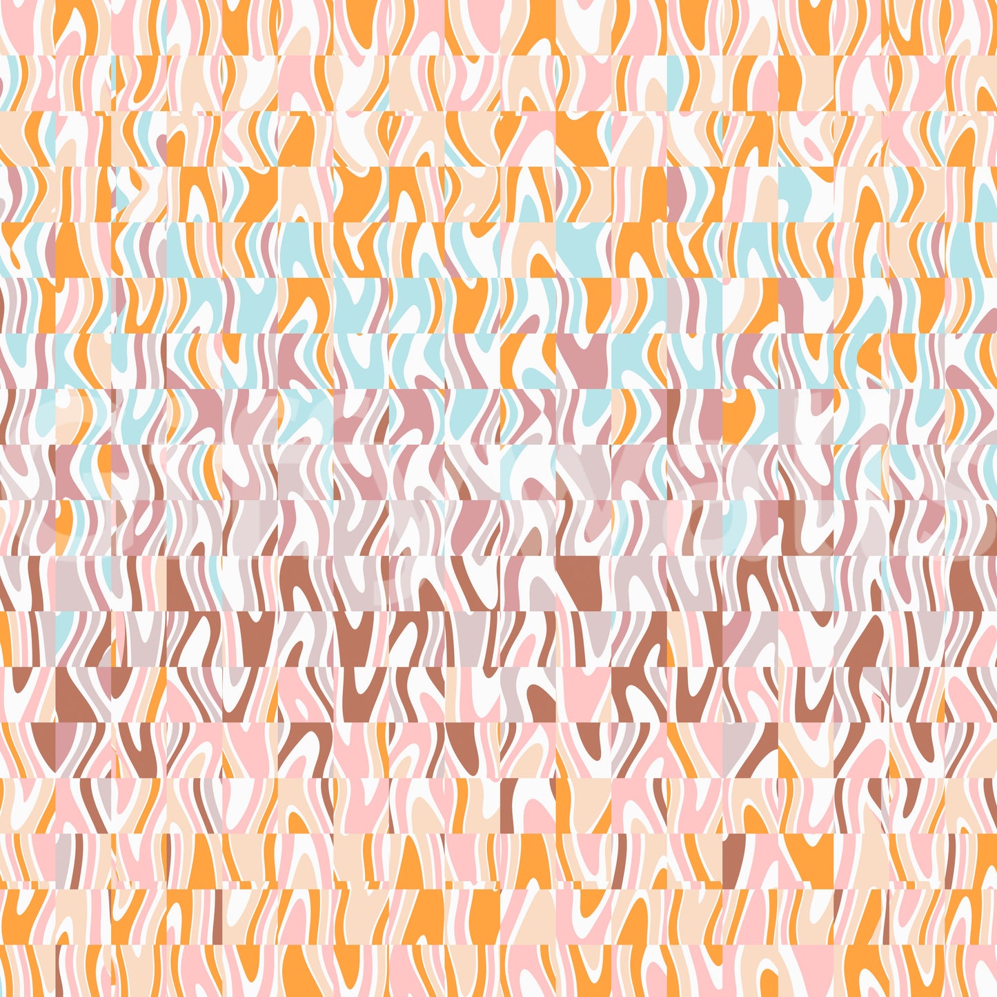 Orange pink blue palette Melting Colors backdrop unique segmented wall pattern.