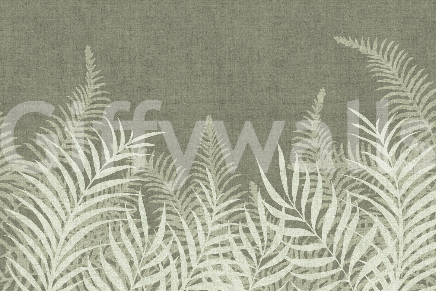Nature inspired wallpaper with white tropical ferns, Jungle Sage.