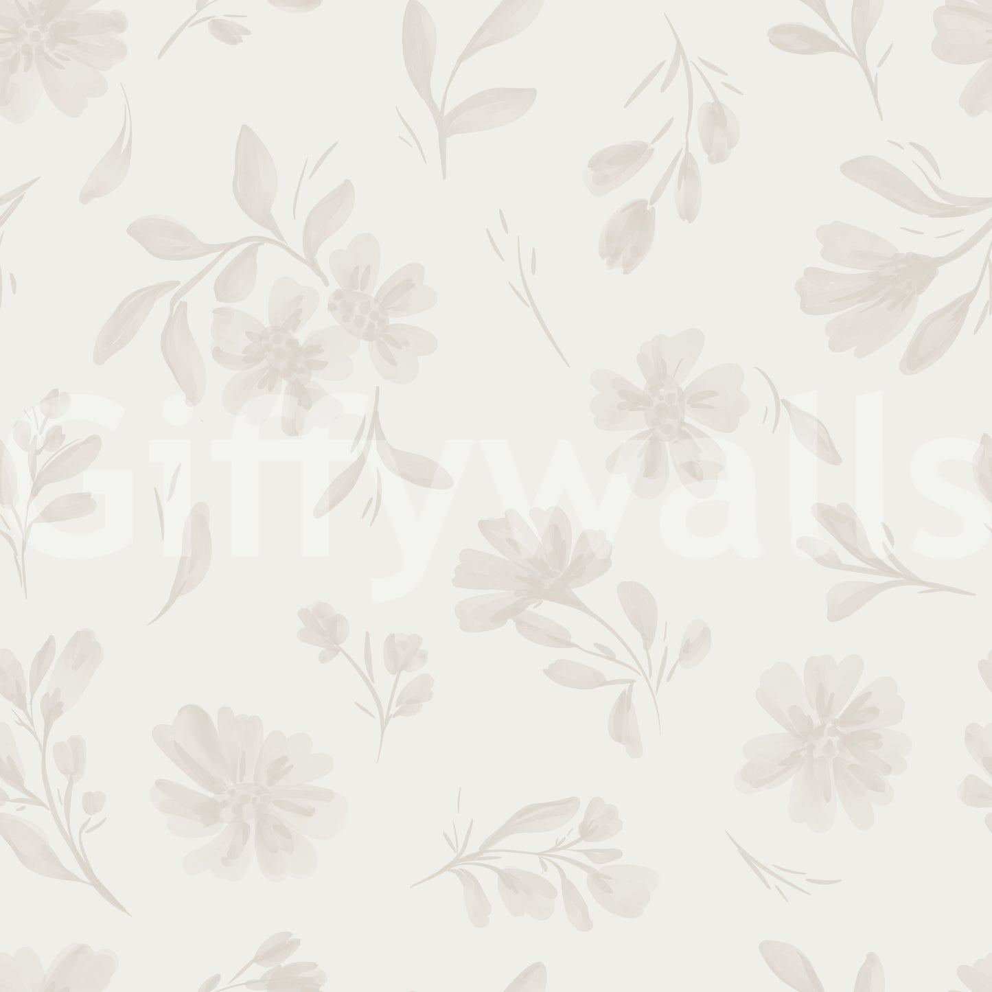 Neutral Flora in cloud dancer white Wallpaper