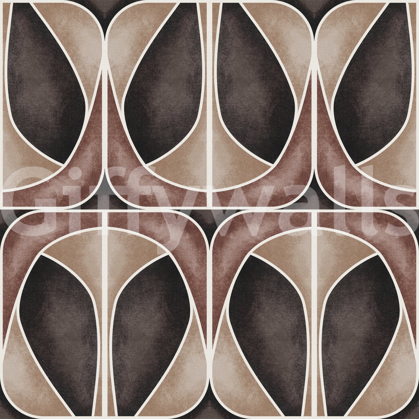 Softy Dèco Geometries - Dramatic Coffee Wallpaper