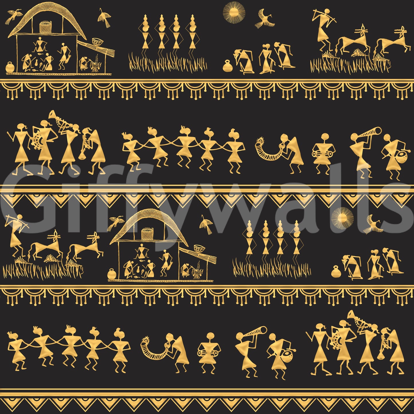 Warli Wisdom Wall Mural