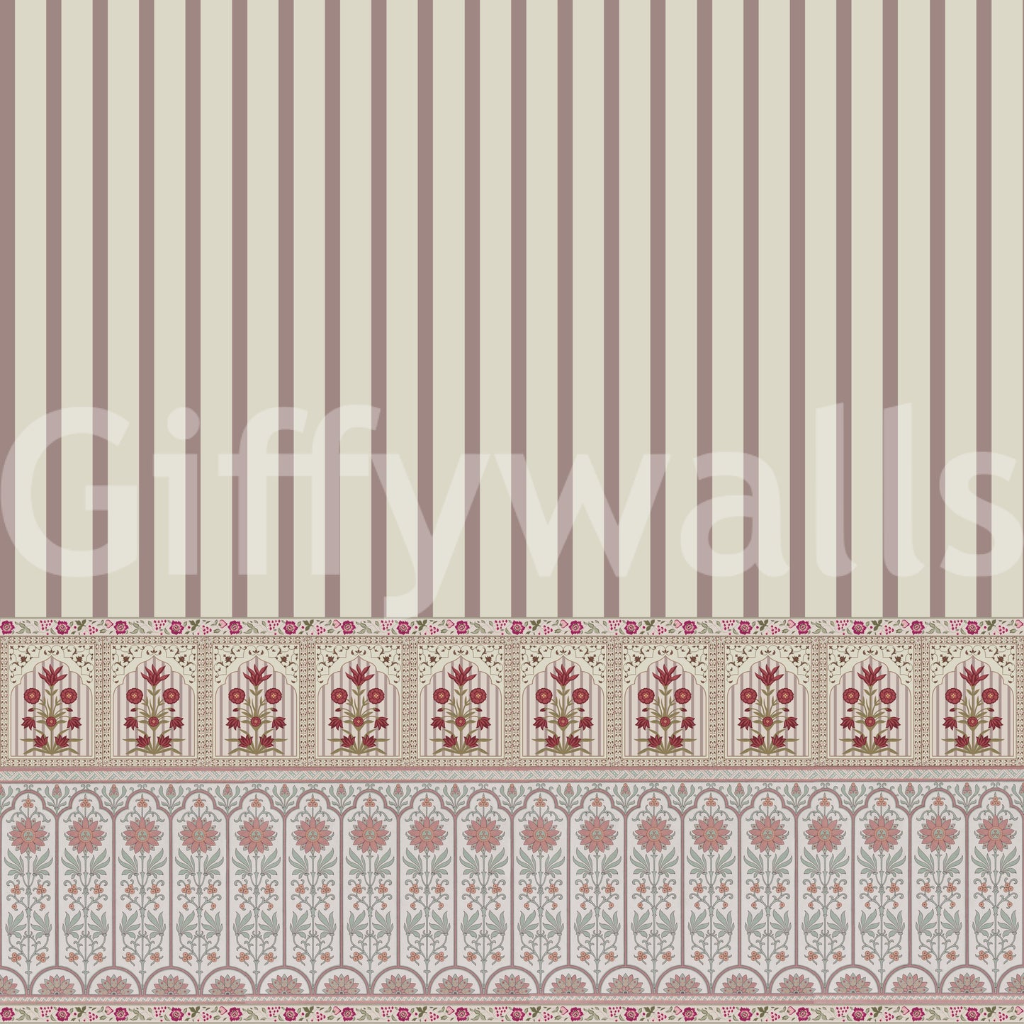 Royal Stripe Blooms Wall Mural