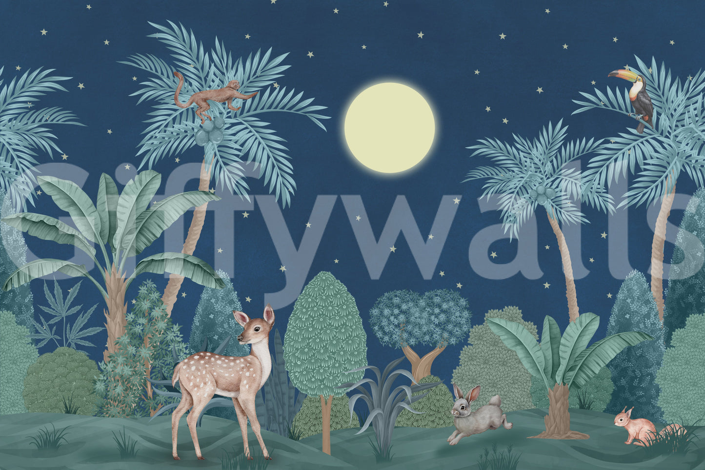 Moonlit Jungle Wall Mural