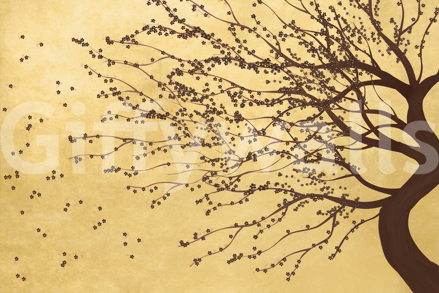 Golden Bloom Breeze Wall Mural