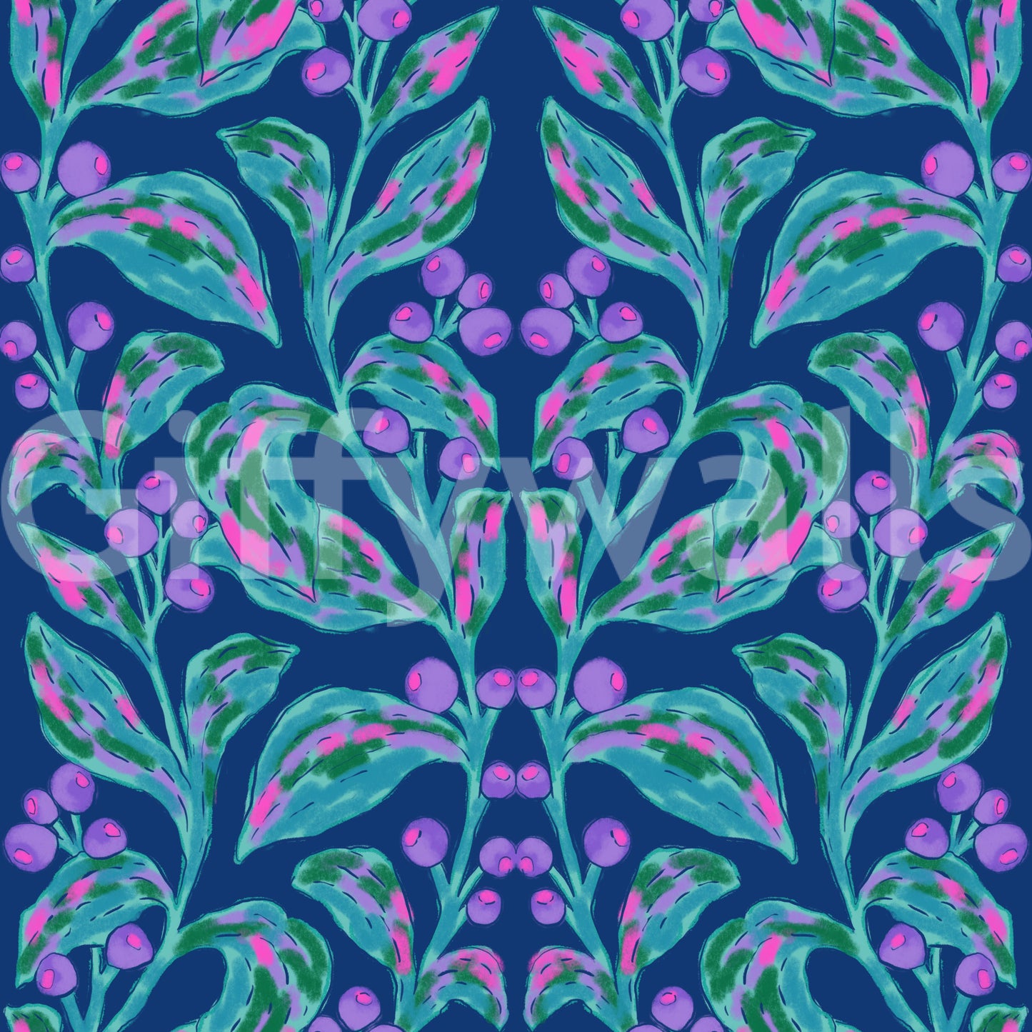 Indigo electric leaves Wallpaper