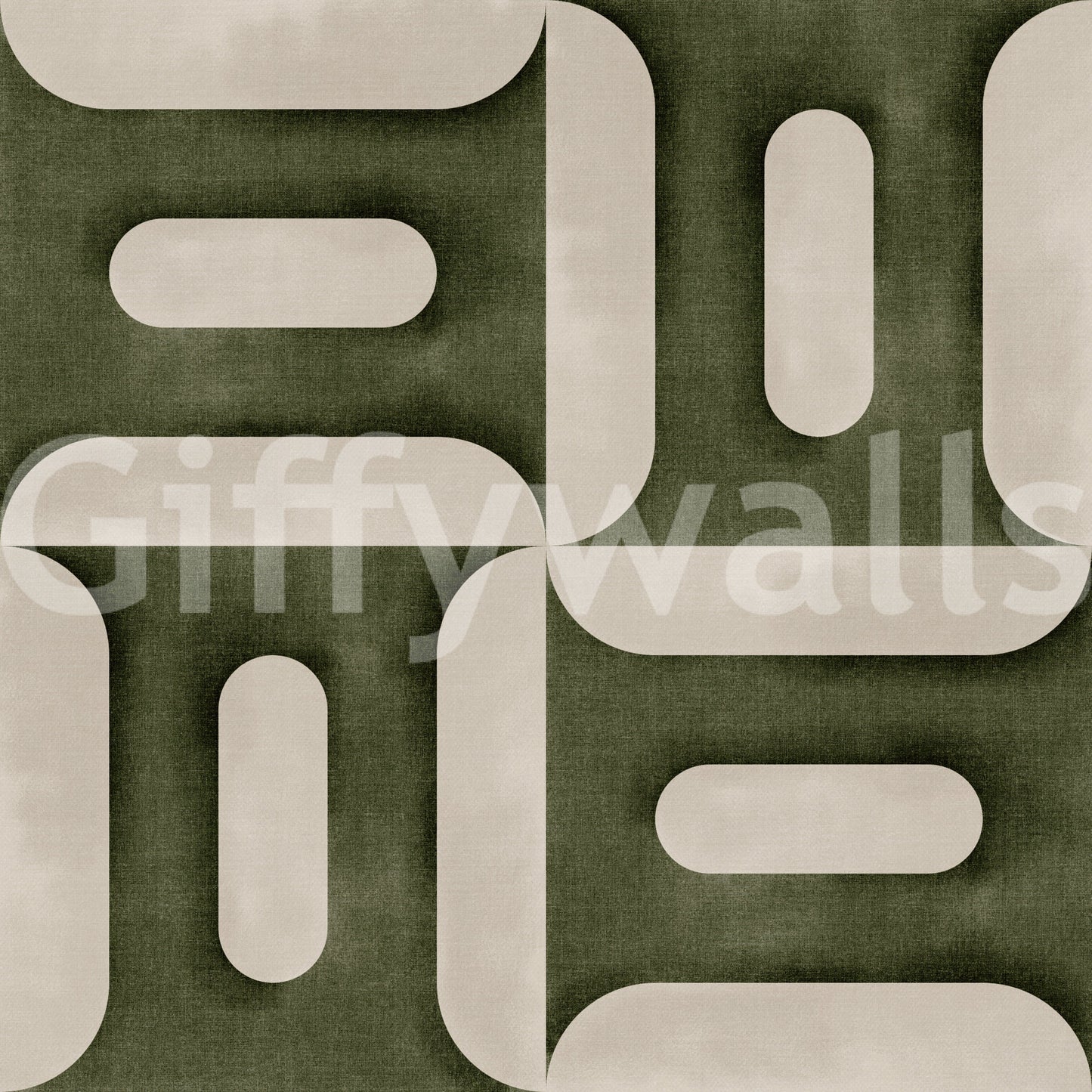 Modern Textured Geometries Olive Wallpaper