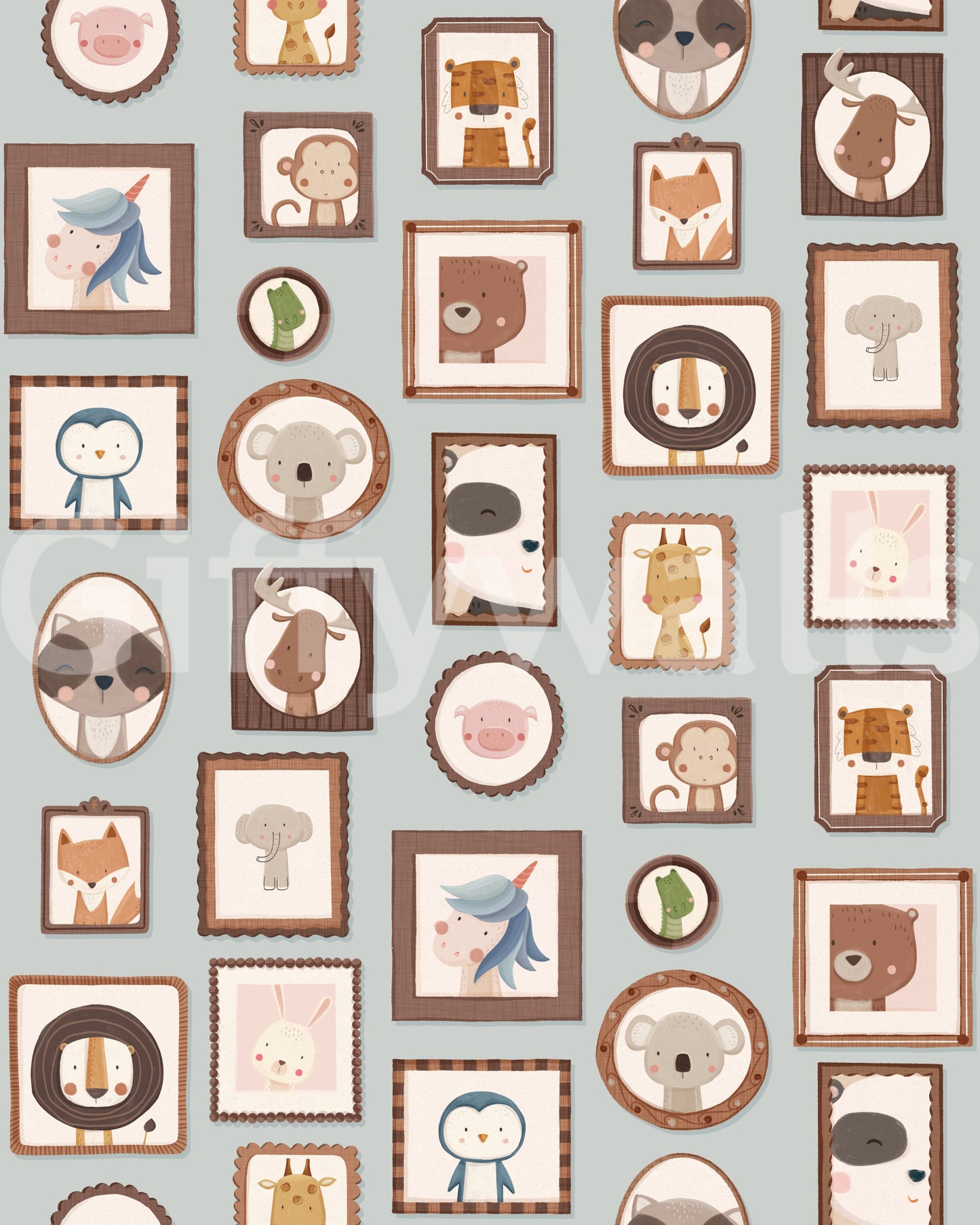 Whimsical Animal Portraits Wallpaper