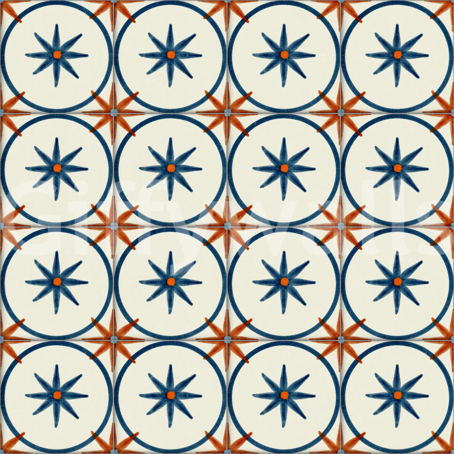 Farmhouse Timeless Backsplash Blue Wallpaper